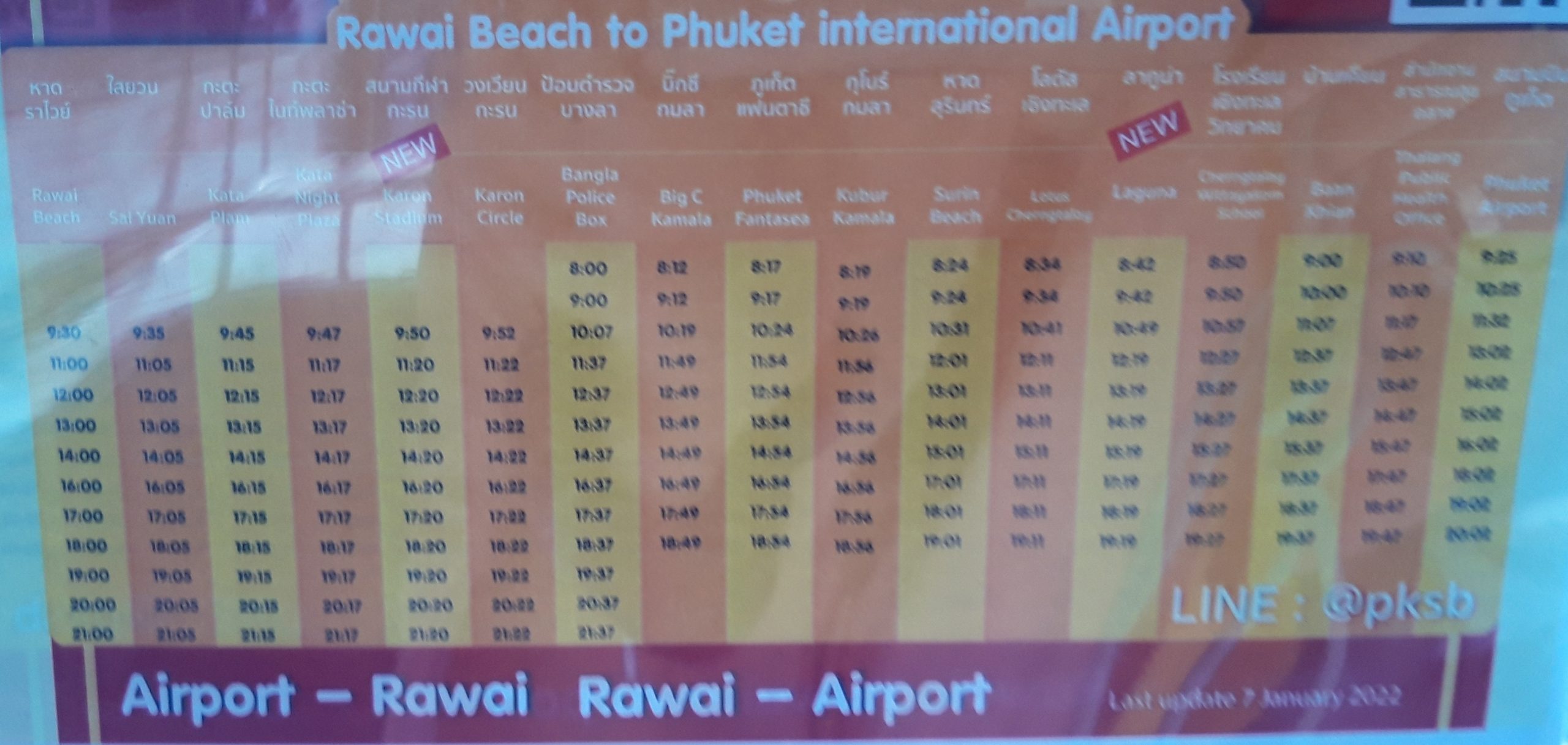 Phuket bus schedule